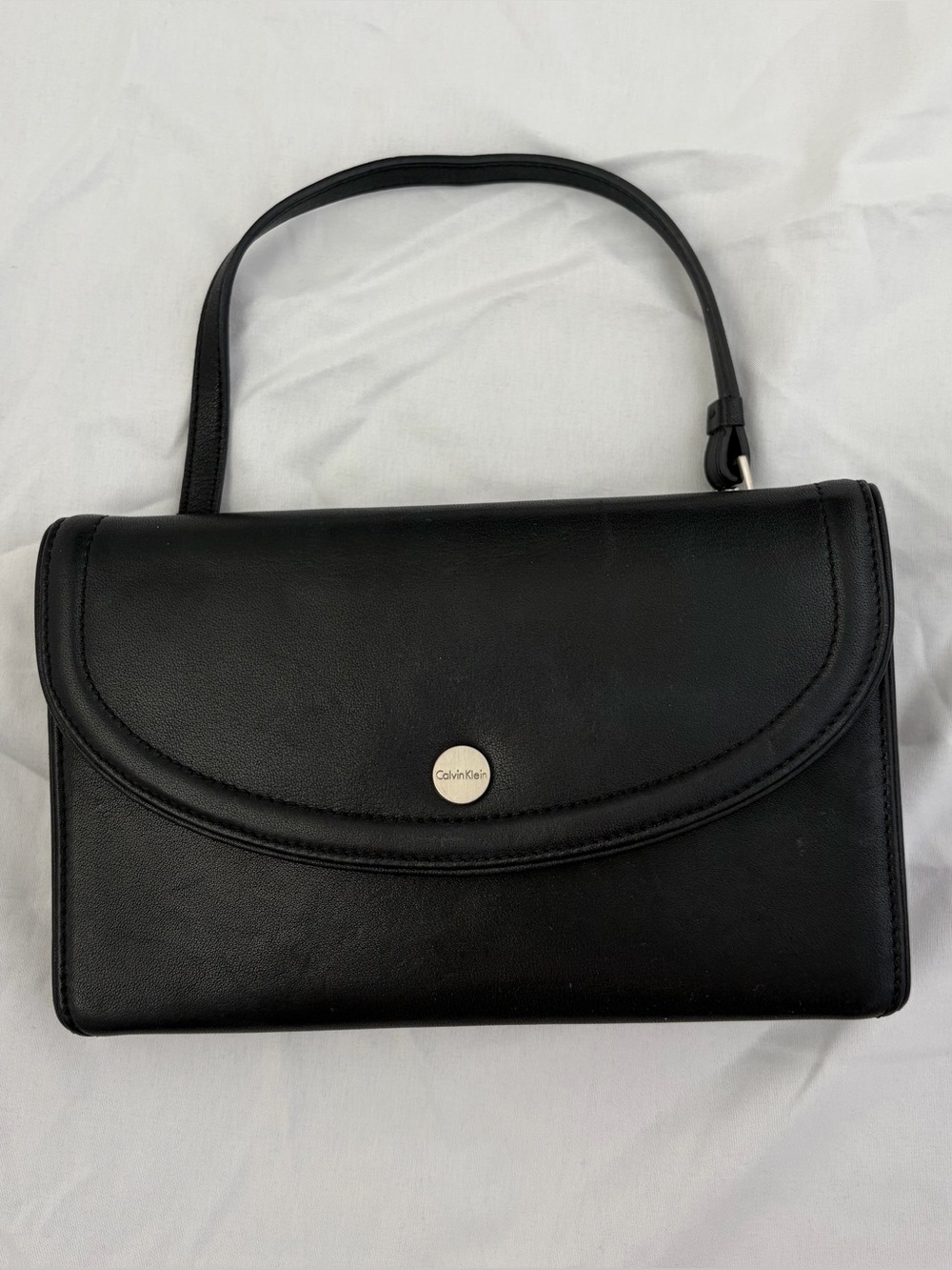 Calvin Klein Black Leather Flap Bag